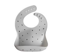 mushie | Bavaglino Silicone | Bavaglino Impermeabile Regolabile | Facile da Pulire | 4 Misure Regolabili con tasca Frontali Profonde | Senza BPA | articoli per neonati & bambini | White Letters