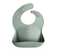 mushie | Bavaglino Silicone | Bavaglino Impermeabile Regolabile | Facile da Pulire | 4 Misure Regolabili con tasca Frontali Profonde | Senza BPA | articoli per neonati & bambini | Cambridge Blue