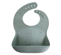 mushie | Bavaglino Silicone | Bavaglino Impermeabile Regolabile | Facile da Pulire | 4 Misure Regolabili con tasca Frontali Profonde | Senza BPA | articoli per neonati & bambini | Blue Confetti