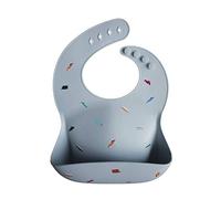 mushie | Bavaglino Silicone | Bavaglino Impermeabile Regolabile | Facile da Pulire | 4 Misure Regolabili con tasca Frontali Profonde | Senza BPA | articoli per neonati & bambini | Retro Cars