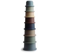 mushie | Giocattolo Impilabile per Bambini | Accessori Sicuri e di Alta Qualità | senza BPA | Piramide con 8 bicchieri impilabili | Giochi ducativi per Bambini 0-3 Anni | regali bambino | Forest