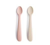 Mushie Cucchiai da Alimentazione per Bambini | Set di 2 Cucchiai in Silicone Senza BPA | Lavabile in Lavastoviglie | Blush