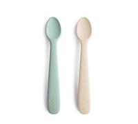 Mushie Cucchiai da Alimentazione per Bambini | Set di 2 Cucchiai in Silicone Senza BPA | Lavabile in Lavastoviglie | Cambridge Blue