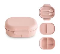 mushie Lunch Box Porta Merenda bambini Scuola Schiscetta Pranzo Portapranzo | Divisori e scomparti con coperchi chiudibili a chiave | Con posate forchetta e cucchiaio (Blush)