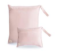 mushie Sacchetti impermeabili per bagnati, grandi e piccoli, riutilizzabili, per articoli per bambini e viaggi, tasche con cerniera con manico, lavabili in lavatrice, set di 2 (color cipria)