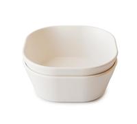 mushie Set di 2 Ciotole Quadrate per Bambini, Stoviglie Riutilizzabili Senza BPA, Sicure per Lavastoviglie e Microonde, Prodotto in Danimarca (Ivory)