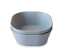 mushie Set di 2 Ciotole Quadrate per Bambini, Stoviglie Riutilizzabili Senza BPA, Sicure per Lavastoviglie e Microonde, Prodotto in Danimarca (Cloud)
