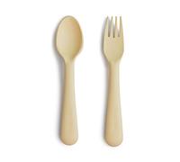 Mushie Set Forchetta e Cucchiaio per Bambini | Set di Posate Riutilizzabili per la Cena | Lavabili in Lavastoviglie e adatti al Microonde | Fabbricato in Danimarca | Pale Daffodil