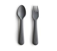 Mushie Set Forchetta e Cucchiaio per Bambini | Set di Posate Riutilizzabili per la Cena | Lavabili in Lavastoviglie e adatti al Microonde | Facili da Impugnare | Fabbricato in Danimarca | Smoke