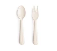 Mushie Set Forchetta e Cucchiaio per Bambini | Set di Posate Riutilizzabili per la Cena | Lavabili in Lavastoviglie e adatti al Microonde | Facili da Impugnare | Fabbricato in Danimarca | Ivory