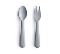 Mushie Set Forchetta e Cucchiaio per Bambini | Set di Posate Riutilizzabili per la Cena | Lavabili in Lavastoviglie e adatti al Microonde | Facili da Impugnare | Fabbricato in Danimarca | Cloud