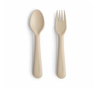 Mushie Set Forchetta e Cucchiaio per Bambini | Set di Posate Riutilizzabili per la Cena | Lavabili in Lavastoviglie e adatti al Microonde | Facili da Impugnare | Fabbricato in Danimarca | Vanilla
