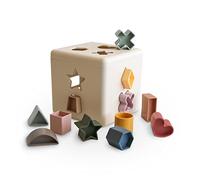 mushie Shape Sorting Box | 12 forme da incastrare | Gioco di forme e incastri colorato per bambini | Età: +10 mesi | Giocattolo per l’apprendimento prescolare | Prodotto in Danimarca