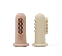 Mushie Spazzolino da dito in Silicone | senza BPA | set de 2 | Bambini da Dito, Training Brush & Primo Spazzolino | Accessori per Bambini Sicuri e di Alta Qualità | Blush/Shifting Sand