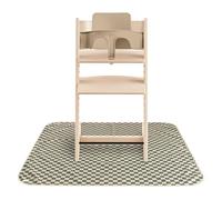 Mushie Splat Mat 108x108 cm | Tappetino impermeabile, leggero, resistente e senza BPA | Perfetto per seggiolone, pappa e svezzamento, protezione pavimento (Olive check)