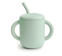 mushie | Tazza da allenamento in silicone e paglia | 6+ mesi | 175 ml, con manici antiscivolo e a prova di fuoriuscite, senza BPA, non perdite, 100% silicone per uso alimentare | Cambridge Blue