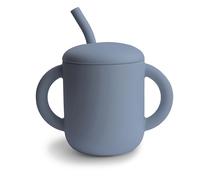 mushie | Tazza da allenamento in silicone e paglia | 6+ mesi | 175 ml, con manici antiscivolo e a prova di fuoriuscite, senza BPA, non perdite, 100% silicone per uso alimentare | Tradewinds