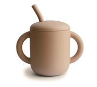 mushie | Tazza da allenamento in silicone e paglia | 6+ mesi | 175 ml, con manici antiscivolo e a prova di fuoriuscite, senza BPA, non perdite, 100% silicone per uso alimentare | Natural