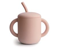 mushie | Tazza da allenamento in silicone e paglia | 6+ mesi | 175 ml, con manici antiscivolo e a prova di fuoriuscite, senza BPA, non perdite, 100% silicone per uso alimentare | Blush