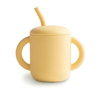Mushie | Tazza da allenamento in silicone e paglia | 6+ mesi | 175 ml, con manici antiscivolo e a prova di fuoriuscite, senza BPA, non perdite, 100% silicone per uso alimentare (Pale Daffodil)