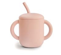 mushie | Tazza da allenamento in silicone e paglia | 6+ mesi | 175 ml, con manici antiscivolo e a prova di fuoriuscite, senza BPA, non perdite, 100% silicone per uso alimentare | Blush