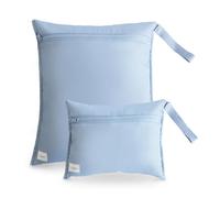 mushie wet bag 2 pezzi impermeabile resistente all’acqua, set grande e piccolo per pannolini, abiti e giochi, con chiusura a scatto e gancio per passeggino, poliestere facile da pulire (Tradewinds)