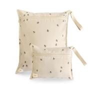 mushie wet bag 2 pezzi impermeabile resistente all’acqua, set grande e piccolo per pannolini, abiti e giochi, con chiusura a scatto e gancio per passeggino, poliestere facile da pulire (Bees)