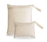 mushie wet bag 2 pezzi impermeabile resistente all’acqua, set grande e piccolo per pannolini, abiti e giochi, con chiusura a scatto e gancio per passeggino, poliestere facile da pulire (Fog)