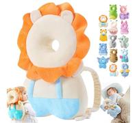 Mushplushies Head Protector, Adjustable Baby Head Protection Backpack, Mush Plush Head Protection Backpack, Mushplushies Backpack, Head Protection Pillow for Walking Crawling (White Lion)