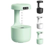 Mushroom Anti Gravity Humidifier, 2026 New 600ml Reverse Flow Rain Humidifier, with Suspended Water Drop & Clock, Mute Heavy Fog Large Capacity, for Bedroom Office Bedroom Use (Green)