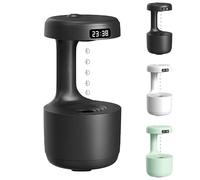 Mushroom Anti Gravity Humidifier, 2026 New 600ml Reverse Flow Rain Humidifier, with Suspended Water Drop & Clock, Mute Heavy Fog Large Capacity, for Bedroom Office Bedroom Use (Black)