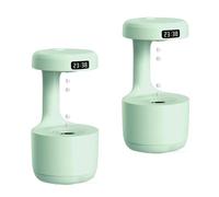 Mushroom Anti Gravity Humidifier，800ml Large Capacity Mushroom Humidifier with LED display that shows the time ，Rain Drop Humidifiers, for Bedroom Office Bedroom Use (Green2pcs)