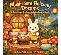 Mushroom Balcony Dreams: A Cozy Forest Treehouse Coloring Book for Adults