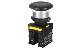 Mushroom Button Switch Waterproof Latching Momentary Self Reset Locking Panelboard Power Start Red Green 10A 1NO1NC 22mm(Black,1NC) Switches