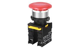 Mushroom Button Switch Waterproof Latching Momentary Self Reset Locking Panelboard Power Start Red Green 10A 1NO1NC 22mm(Red,1NC) Switches