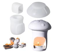 Mushroom Candle Molds Silicone, Epoxy Candle Holder Mushroom, Crafting Supplies for Handmade Soap Clay Craft, Desk Decor Moulds for Making, Silicone Molds with Creative Design, for DIY Baking