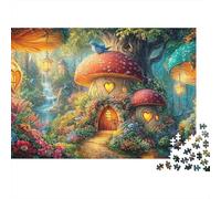 Mushroom Cottage with Heart-shaped Windows Puzzle Da 1000 Pezzi Enchanted Cottage Divertimento Di Ingegno Per Adulti E Bambini 70x50cm/1000pcs
