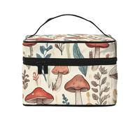 Mushroom Flora Travel Makeup Bag - Organizer portatile per articoli da toeletta con scomparti con cerniera per spazzole, bottiglie e prodotti per la cura della pelle