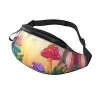Mushroom Garden - Borsa a tracolla con stampa alla moda, motivo casa fungo, unisex, con marsupio colorato regolabile per turisti, leggera e resistente al furto per visite turistiche, 14 x 35 cm, A37