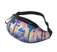 Mushroom Garden - Marsupio a vita regolabile, motivo casa fungo, borsa a tracolla stampata colorata unisex marsupio da ciclismo - facile accesso per chiavi, carte e gel energetici, 14 x 35, A20