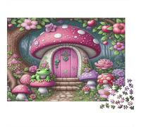 Mushroom House Puzzle 1000 Pezzos Materiale Riciclabile Fairy Garden Puzzles per Adultos Regalo Divertente & Attività per Casa Ottima Idea Regalo per Uomini 38x26cm/1000pcs