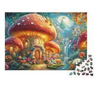 Mushroom Houses Under Moonlit Sky Puzzle Da 1000 Pezzi Enchanted Cottage Ideale Per Uomini, Donne, Anziani E over 65 38x26cm/1000pcs