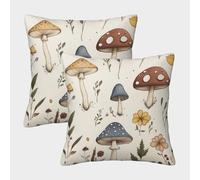Mushroom Illustration-Botanical Fantasy Art Style Federe Cuscini Per Divano Decorativa Available All Seasons Fodere Cuscino Set 2 Pezzi Moderna Del Divano Arredamento 50x50cm