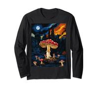 Mushroom Starry Night - Van Gogh Inspired Tee Maglia a Manica
