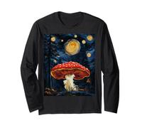 Mushroom Starry Night - Van Gogh Inspired Tee Maglia a Manica