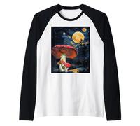 Mushroom Starry Night - Van Gogh Inspired Tee Maglia con Maniche Raglan