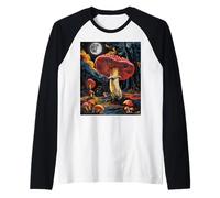 Mushroom Starry Night - Van Gogh Inspired Tee Maglia con Maniche Raglan