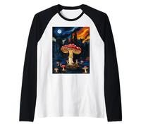 Mushroom Starry Night - Van Gogh Inspired Tee Maglia con Maniche Raglan