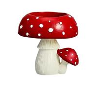 Mushroom Tea Light Holder - Red 7cm Mushroom Statue, Artistic Votive Candle Stand, Table Centerpiece Ornament, Unique Cute Scented Light Feature, Long-Tail Decorative Accent | Placement