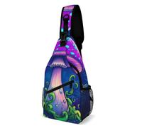 Mushroom Trippy Magic Art Donna Uomo Sling Bag Piccolo Zaino Monospalla Casual Borsas A Spalla Per Ciclismo Treeking Escursionismo